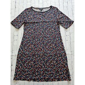MSK Women’s Black Multicolor Polka Dot Sheath Dress Size S Short Sleeve Preowned